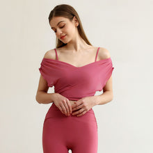 Load image into Gallery viewer, Womens Mesh False Two Pieces Sports Yoga Clothes Vest with Chest Pad Sexy Breathable Workout Bra T shirt Top
