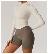 Load image into Gallery viewer, Womens Sollinarry Stand Collar Long Sleeve Zipper Yoga Jacket Women Tight Quick Drying Yoga Clothes Outdoor Fitness Sports Top
