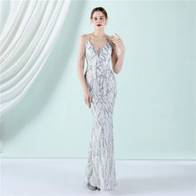 Load image into Gallery viewer, Sling Sequin Toast Dress Bride Long Appreciation Dinner Slim-Fit Fishtail Wedding Car Model Exhibition Dress

