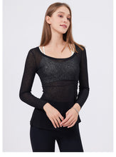 Load image into Gallery viewer, Womens Tight Sports Long Sleeved Round Neck Mid Length Sexy Slim Workout Clothes Internet Celebrity Quick Drying Clothes Yoga T-shirt Top
