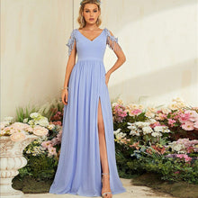 Load image into Gallery viewer, V neck Elegant Evening Dress Prom Party Slit Sexy Evening Dress Wedding Dinner Toast Dress
