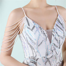 Load image into Gallery viewer, Sling Sequin Toast Dress Bride Long Appreciation Dinner Slim-Fit Fishtail Wedding Car Model Exhibition Dress
