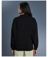 Load image into Gallery viewer, Womens Autumn Winter Half Zipper Fleece Lined Thickening Stand Collar Sweater Casual Loose All Matching Warm Top
