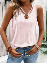 Load image into Gallery viewer, Women Clothing Spring Summer Casual Solid Color V neck Hollow Out Cutout Camisole Top
