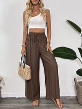 Load image into Gallery viewer, Womens Casual Simple Lace up Thin Solid Color Loose Wide Leg Pants
