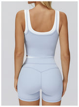 Load image into Gallery viewer, 2pc Set -  Split Vest Contrast Color Nude Feel Running Exercise Underwear Casual Top
