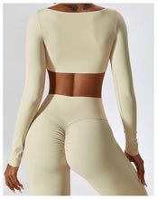 Load image into Gallery viewer, Sexy Nude Feel Long Sleeve Yoga Wear Outdoor Running Exercise T shirt Quick Drying Tight Workout Clothes Top
