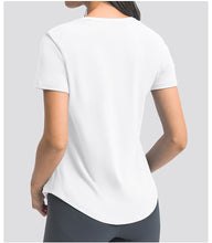 Load image into Gallery viewer, Womens Summer Simple Loose-Fitting Sanding Yoga Short Sleeve Lightweight Breathable Sports Running Fitness Top
