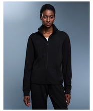 Load image into Gallery viewer, Womens Waffle Slim Fit Stand Collar Sports Jacket Casual Loose Stitching Autumn Cardigan
