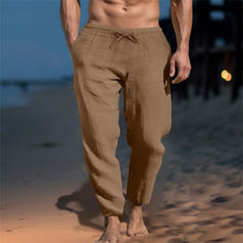 Load image into Gallery viewer, Men&#39;s Solid Color Drawstring Cotton Linen Loose Beach Casual Slim Pants
