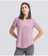 Load image into Gallery viewer, Womens Summer Simple Loose-Fitting Sanding Yoga Short Sleeve Lightweight Breathable Sports Running Fitness Top
