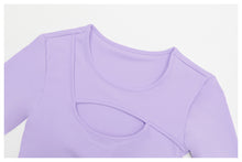 Load image into Gallery viewer, Nude Feel Tight Yoga Long Sleeve Shockproof Sports Hollow Out Cutout T shirt Running Workout Yoga Top
