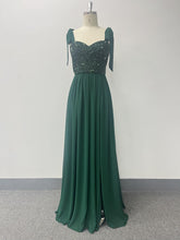 Load image into Gallery viewer, Sequined Stitching Chiffon High Slit Party Birthday Evening Gown Tied Strap Backless Prom a Swing Dress
