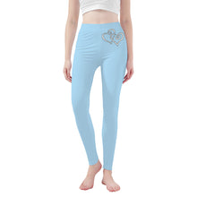 Load image into Gallery viewer, Ti Amo I love you - Exclusive Brand - Regent St Blue - Double White Heart -Womens / Teen Girls / Womens Plus Size - Yoga Leggings - Sizes XS-3XL
