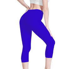 Load image into Gallery viewer, Ti Amo I love you - Exclusive Brand - Violet Blue - Double White Heart - Womens / Teen Girls / Womens Plus Size - Capri Yoga Leggings - Sizes XS-3XL
