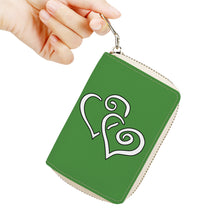 Load image into Gallery viewer, Ti Amo I love you - Exclusive Brand - May Green - Double White Heart - PU Leather - Zipper Card Holder
