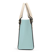 Load image into Gallery viewer, Ti Amo I love you - Exclusive Brand - Pale Aqua - Luxury Womens PU Tote Bag - Cream Straps
