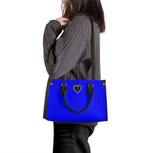 Load image into Gallery viewer, Ti Amo I love you - Exclusive Brand - Blue - Luxury Women PU Tote Bag - Black Straps
