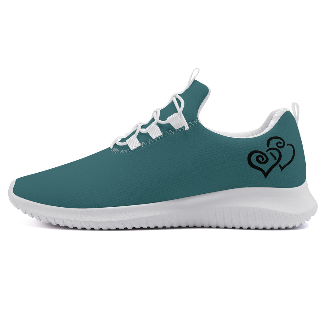 Ti Amo I love you - Exclusive Brand - Casal - Double Black Heart - Women's New Lace Up Front Runing Shoes