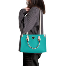 Load image into Gallery viewer, Ti Amo I love you - Exclusive Brand - Tiffany Blue - Luxury Womens PU Tote Bag - Cream Straps
