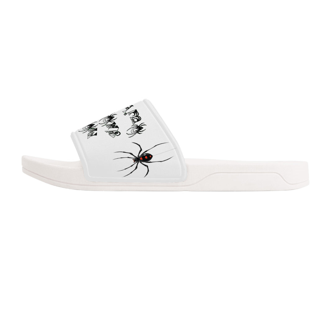 Ti Amo I love you - Exclusive Brand  - White - Lots of Spiders Logo -  Slide Sandals - White Soles