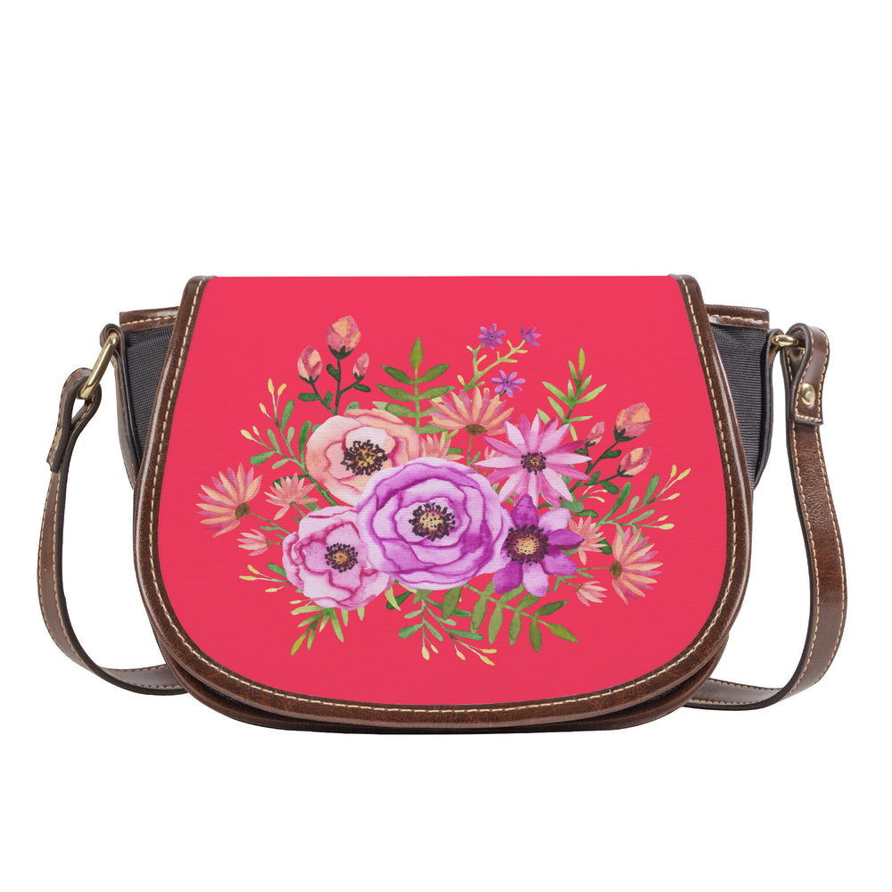 Ti Amo I love you - Exclusive Brand - Radical Red - Floral Bouquet -  Saddle Bag