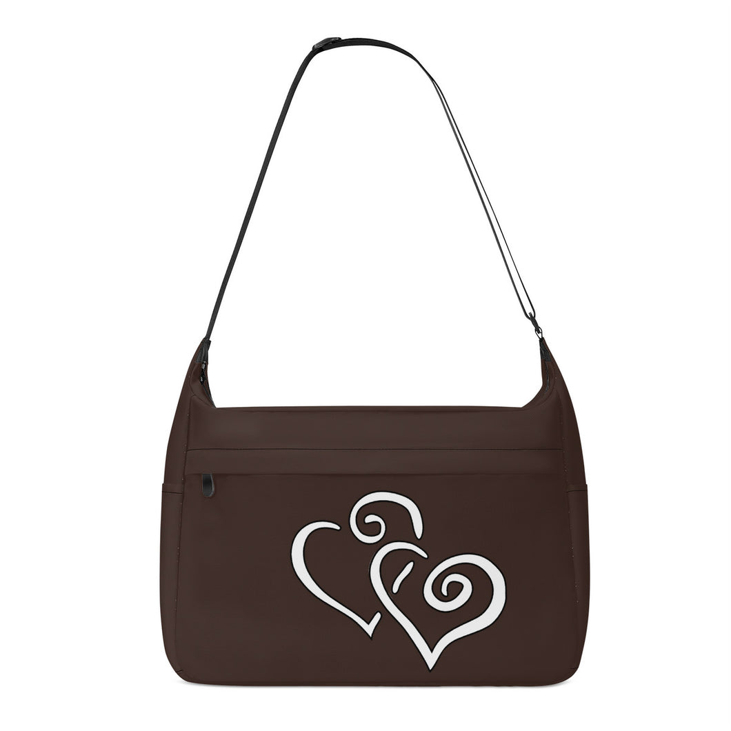 Ti Amo I love you - Exclusive Brand - Bistre (Soot Brown) - Double White Heart - Journey Computer Shoulder Bag