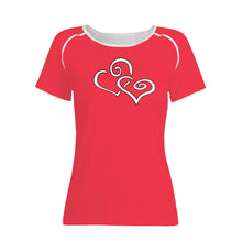 Load image into Gallery viewer, TI Amo I love you - Exclusive Brand - Red Pink  - Double White Heart - Women&#39;s T shirt
