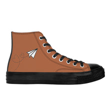 Load image into Gallery viewer, Ti Amo I love you - Exclusive Brand - Earth Brown - Paper Airplane - High Top Canvas Shoes - Black Soles
