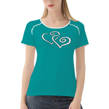 Load image into Gallery viewer, TI Amo I love you - Exclusive Brand - Veridian Green - Double White Heart - Women&#39;s T shirt
