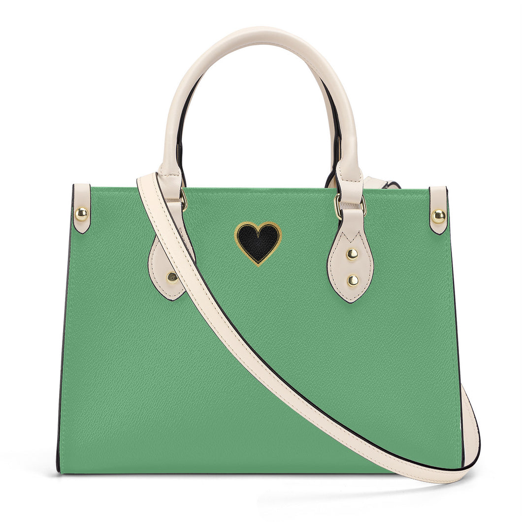 Ti Amo I love you - Exclusive Brand - Soft Green - Luxury Womens PU Tote Bag - Cream Straps