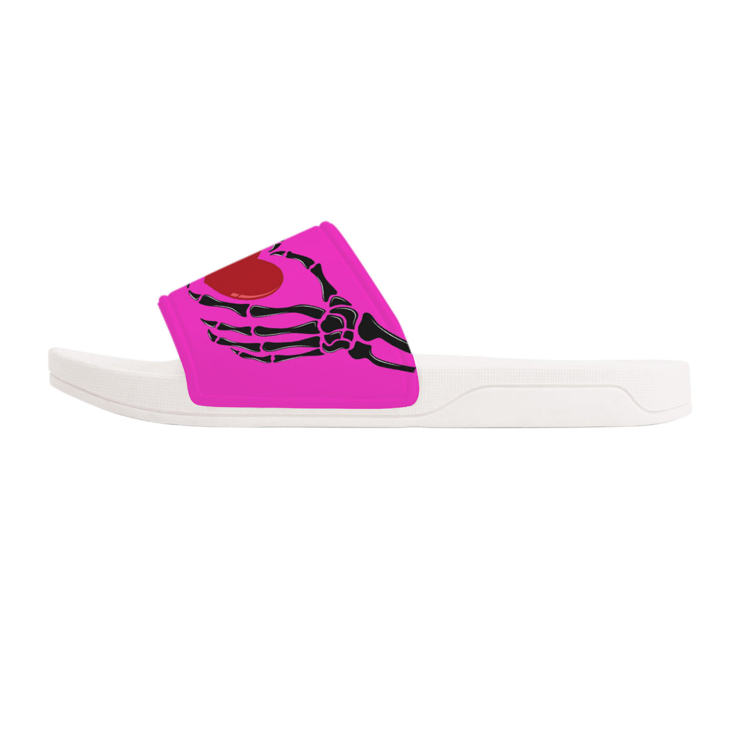 Ti Amo I love you - Exclusive Brand - Razzle Dazzle Rose - Skeleton Hands with Heart -  Slide Sandals - White Soles