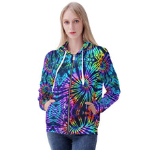 Load image into Gallery viewer, Ti Amo I love you - Exclusive Brand  - Women&#39;s Rainbiw Tie-Dye - Zipper Hoodie
