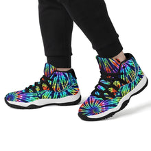 Load image into Gallery viewer, Ti Amo I love you - Exclusive Brand - Rainbow Tie-Dye Pattern - High Top Air Retro Sneakers - Black Laces
