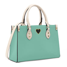 Load image into Gallery viewer, Ti Amo I love you - Exclusive Brand - Pale Teal - Luxury Womens PU Tote Bag - Cream Straps
