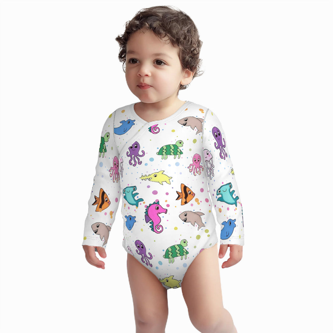 Ti Amo I love you - Exclusive Brand  - White - Sea Creatures -  Baby Long-Sleeve Bodysuit