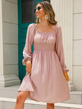Load image into Gallery viewer, Off-Shoulder Balloon Sleeve Smocked Dress Ti Amo I love you

