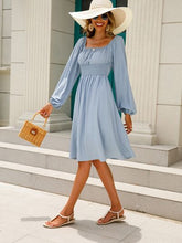 Load image into Gallery viewer, Off-Shoulder Balloon Sleeve Smocked Dress Ti Amo I love you
