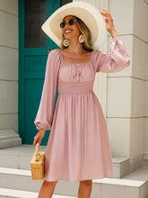 Load image into Gallery viewer, Off-Shoulder Balloon Sleeve Smocked Dress Ti Amo I love you
