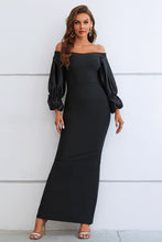 Load image into Gallery viewer, Off-Shoulder Bubble Sleeve Slit Dress Ti Amo I love you
