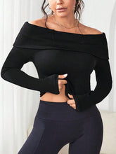 Load image into Gallery viewer, Off-Shoulder Long Sleeve Knit Top Ti Amo I love you
