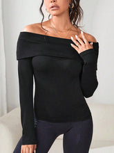 Load image into Gallery viewer, Off-Shoulder Long Sleeve Knit Top Ti Amo I love you
