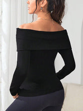 Load image into Gallery viewer, Off-Shoulder Long Sleeve Knit Top Ti Amo I love you
