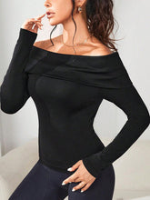 Load image into Gallery viewer, Off-Shoulder Long Sleeve Knit Top Ti Amo I love you
