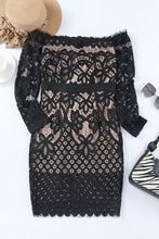 Load image into Gallery viewer, Off-Shoulder Long Sleeve Lace Dress Ti Amo I love you
