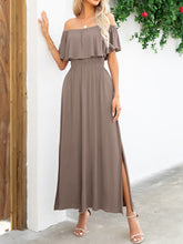 Load image into Gallery viewer, Off-Shoulder Slit Maxi Dress Ti Amo I love you
