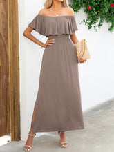 Load image into Gallery viewer, Off-Shoulder Slit Maxi Dress Ti Amo I love you
