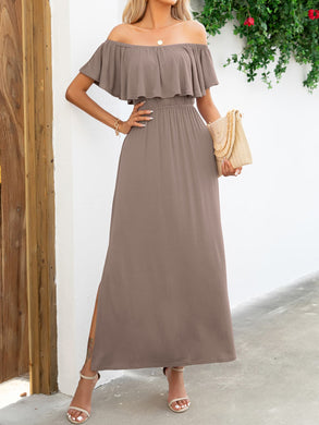 Off-Shoulder Slit Maxi Dress Ti Amo I love you