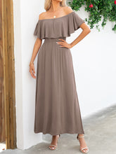 Load image into Gallery viewer, Off-Shoulder Slit Maxi Dress Ti Amo I love you
