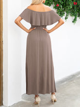 Load image into Gallery viewer, Off-Shoulder Slit Maxi Dress Ti Amo I love you
